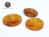 Cognac Amber Carved Aries Cabochons